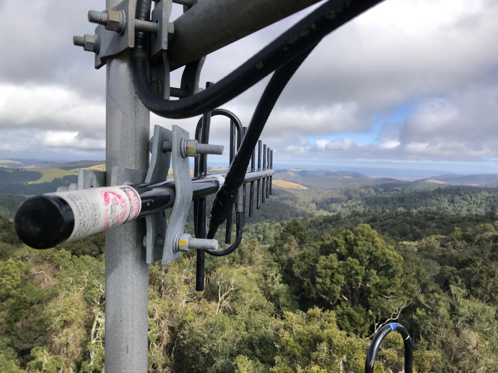 Antenna mount on a remote site above bushland